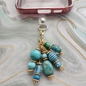 Cell Phone Charm Howlite Stone Glass Handcrafted